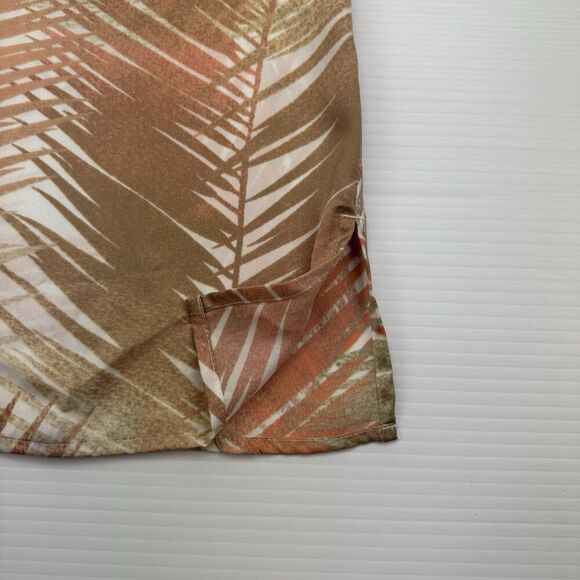 Chico’s Tropical Leaves Blouse Size XL Sleeve Button Up Tan Peach -Chicos Size 3 - Picture 5 of 8
